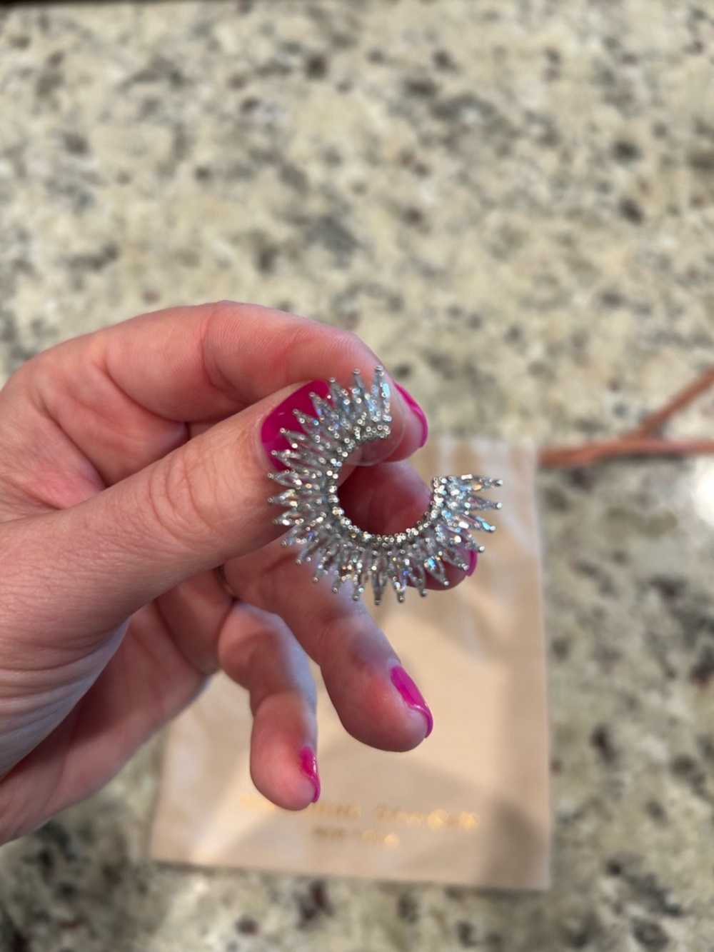 Mignonne Gavigan Stunning Silver Crystal Crescent Hoop Earrings - Picture 2 of 3